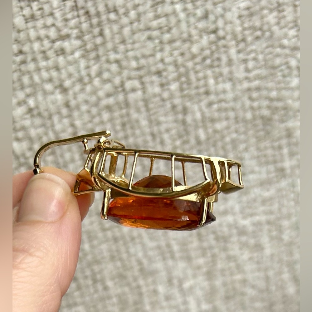 Exquisite Oversized Madeira Citrine 14K Gold Enhancer Pendant - Picture 9 of 15